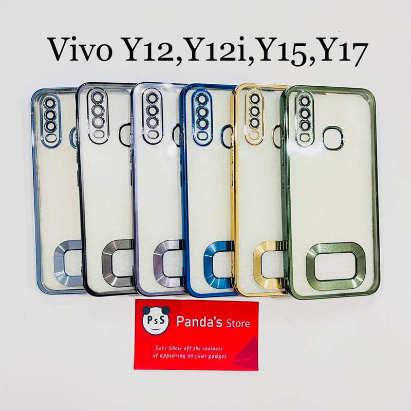 Softcase Vivo Y12, Y12i, Y15, Y17 Lens Protector Circle Chrome Logo Clear Case