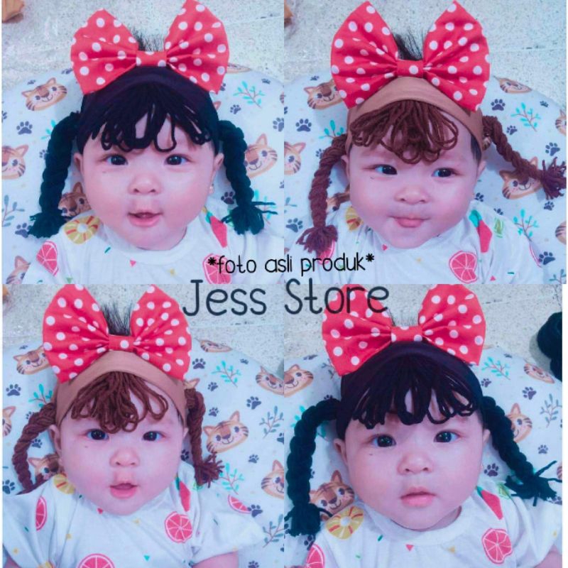 Bandana Wig Pigtail Fashion Bayi 03-3thn Model Pita Kepang Woll Korean Style