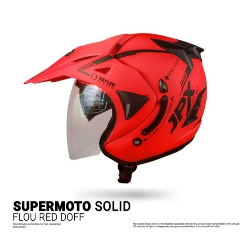 Helm Supermoto JPX Solid Merah Doff