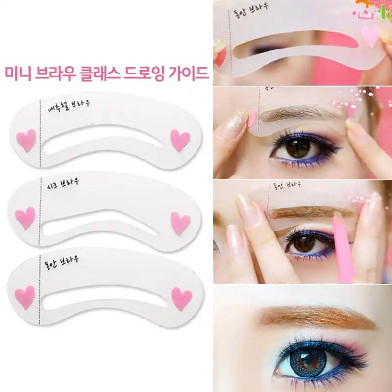 OliveShop ❤️ Cetakan Alis 3in1 Mini Eyebrow Template Kit Pencetak Alis Instan