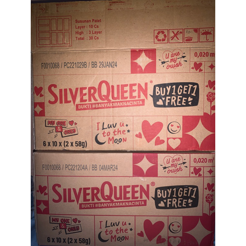 silverqueen 1 karton isi 6 box ready stock siap kirim aman kirim luar kota silverqueen murah coklat 