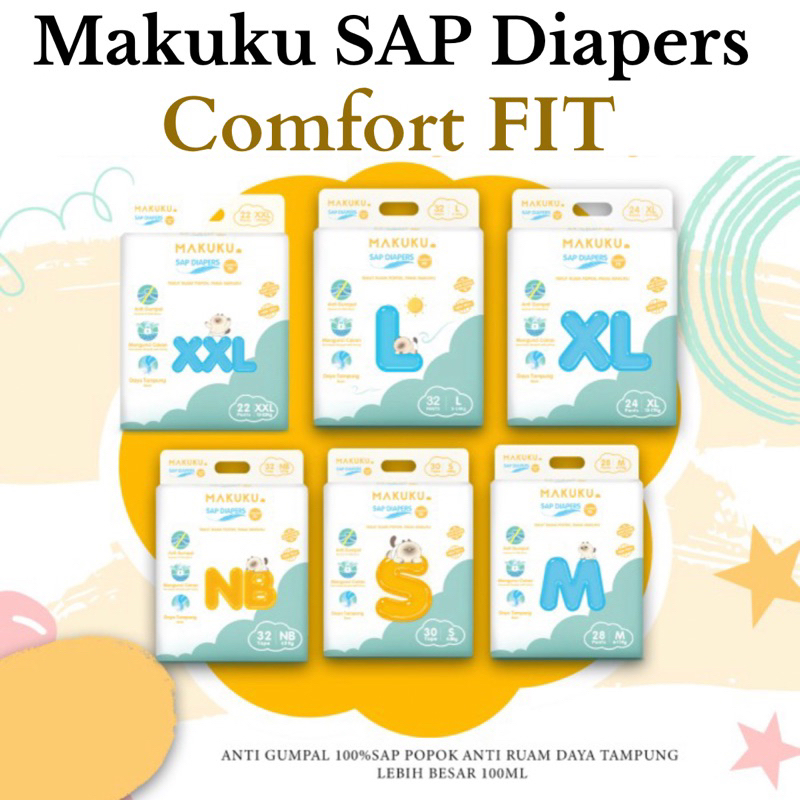 Makuku SAP Diapers Comfort FIT Tape &amp; Pant | Popok Bayi Perekat &amp; Celana