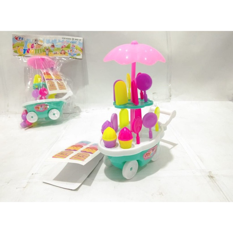 Mainan Anak Perempuan Permen Es Krim Kecil Trolli Trolley Ice Cream Mini / Gerobak DIY PlaySet