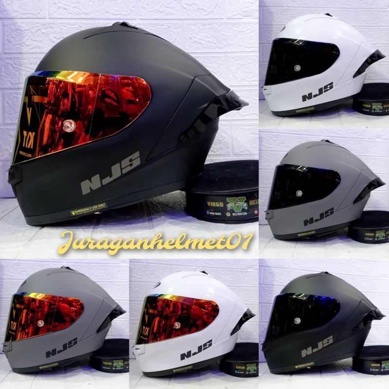HELM NJS ZX-1R SOLID BLACK,WHITE,STONE GREY PAKET GANTENG|NJS ZX1R