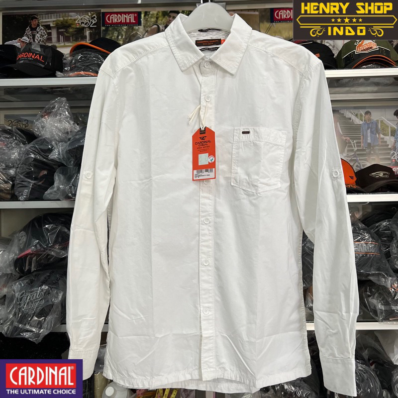Kemeja Cardinal Warna Polos Lengan Panjang Casual Original