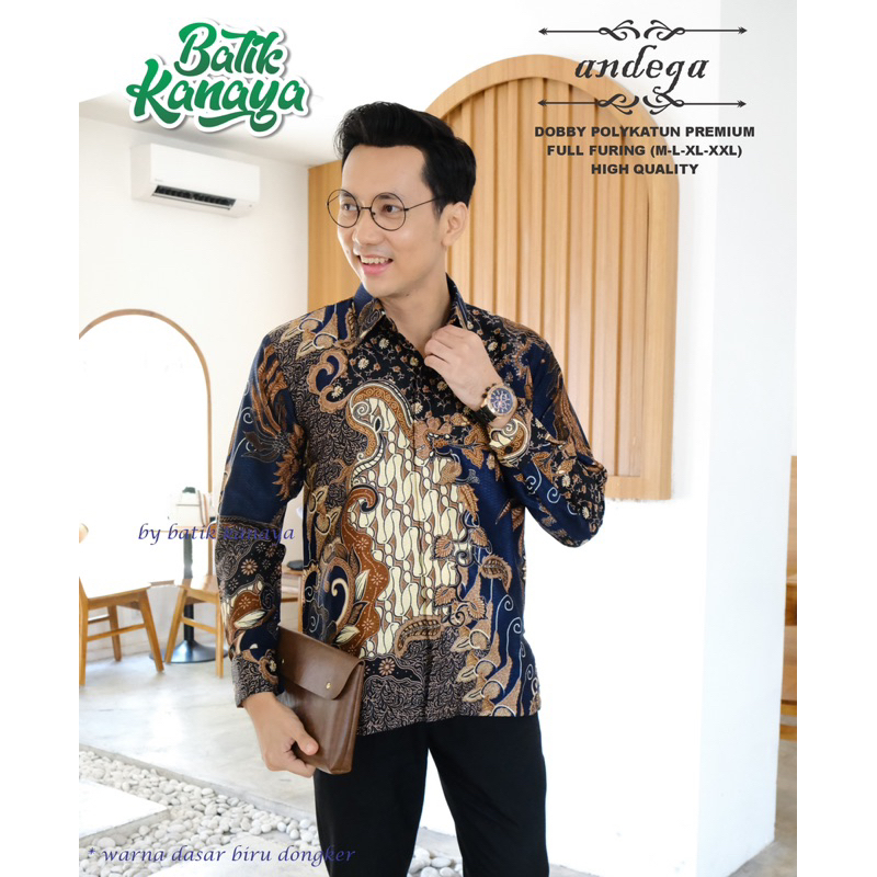 ANDEGA Baju Batik Pria Bahan Doby Berlapis Furing