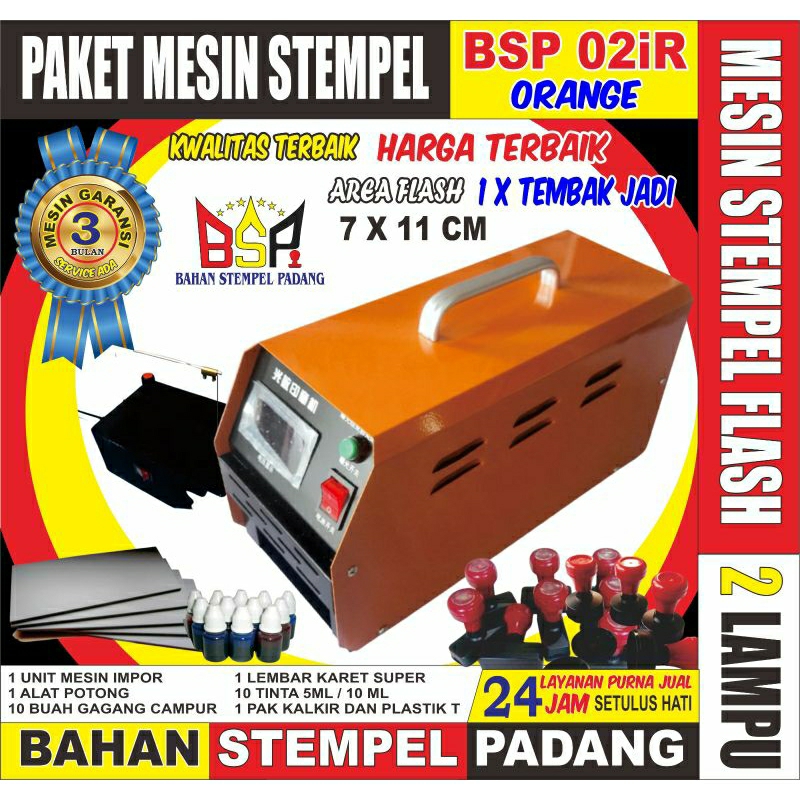 

MESIN STEMPEL FLASH IMPOR BSP 02iR ORANGE PAKET LENGKAP