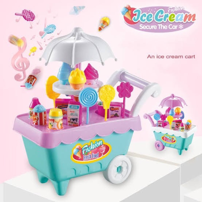 Mainan Anak Gerobak Es Krim Permen Keranjang Anak-anak DIY Play Set Makanan Penutup Trolley Mainan Puzzle / Mainan Edukasi Anak / Mainan Anak Laki Laki / Mainan Anak Perempuan SNI