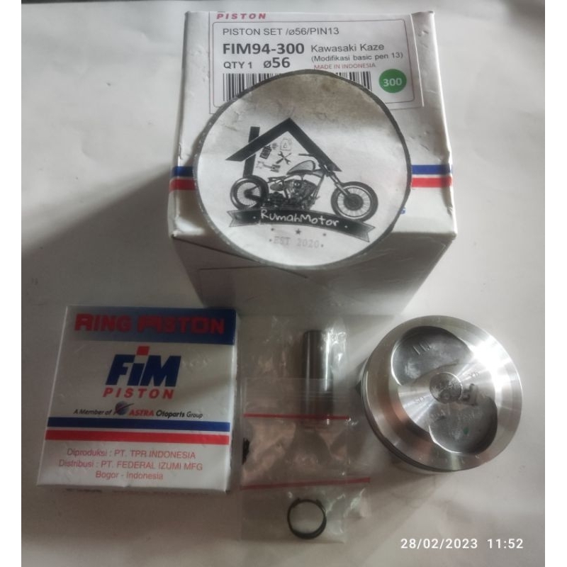 piston kit fim 56 mm pin 13 mm kaze jupiter fim94