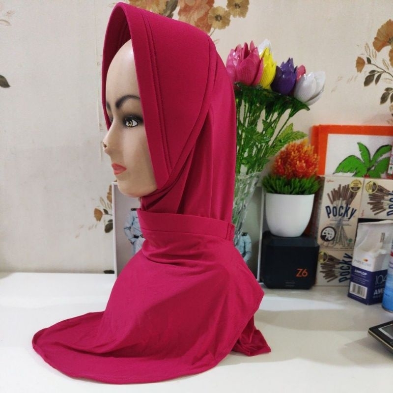 jilbab psr ykb garis dua tali/kancing/prepet