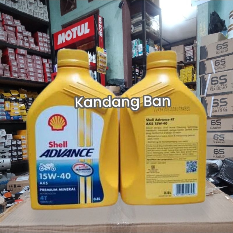 OLI SHELL ADVANCE 4T AX5 800 ML 15W-40 (PRODUK DI JAMIN ASLI) UNTUK SEMUA MOTOR BEBEK HONDA, YAMAHA, SUZUKI DLL