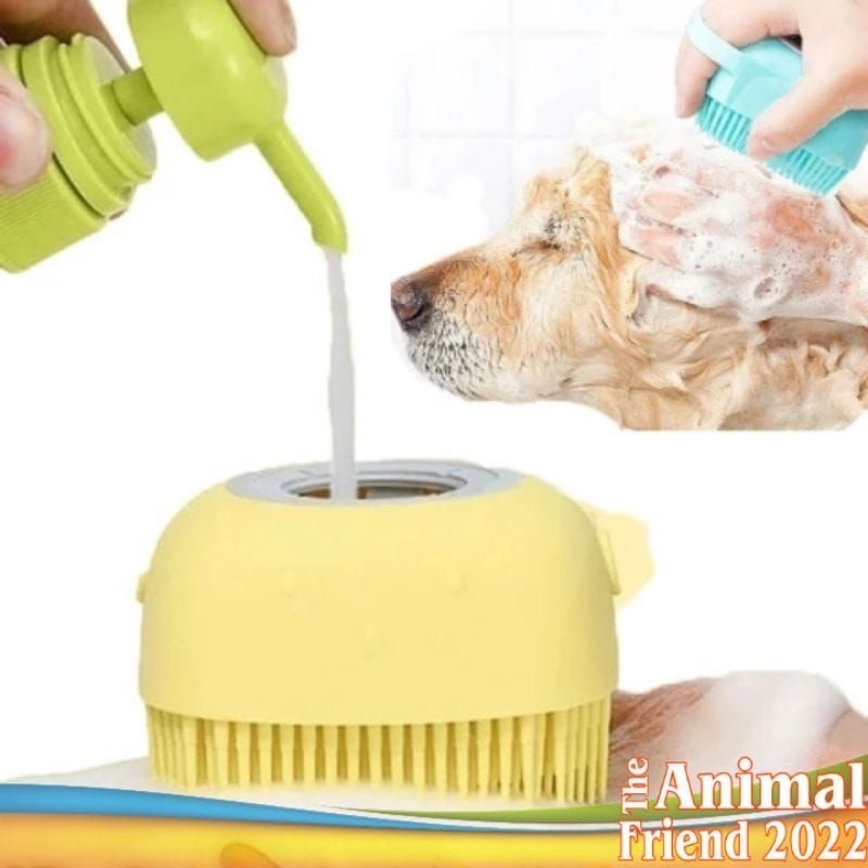 Sikat Sisir Mandi Hewan Kucing Anjing Bahan Silikon Bisa diisi sabun Sisir Pijat Mandi hewan Shaestore15