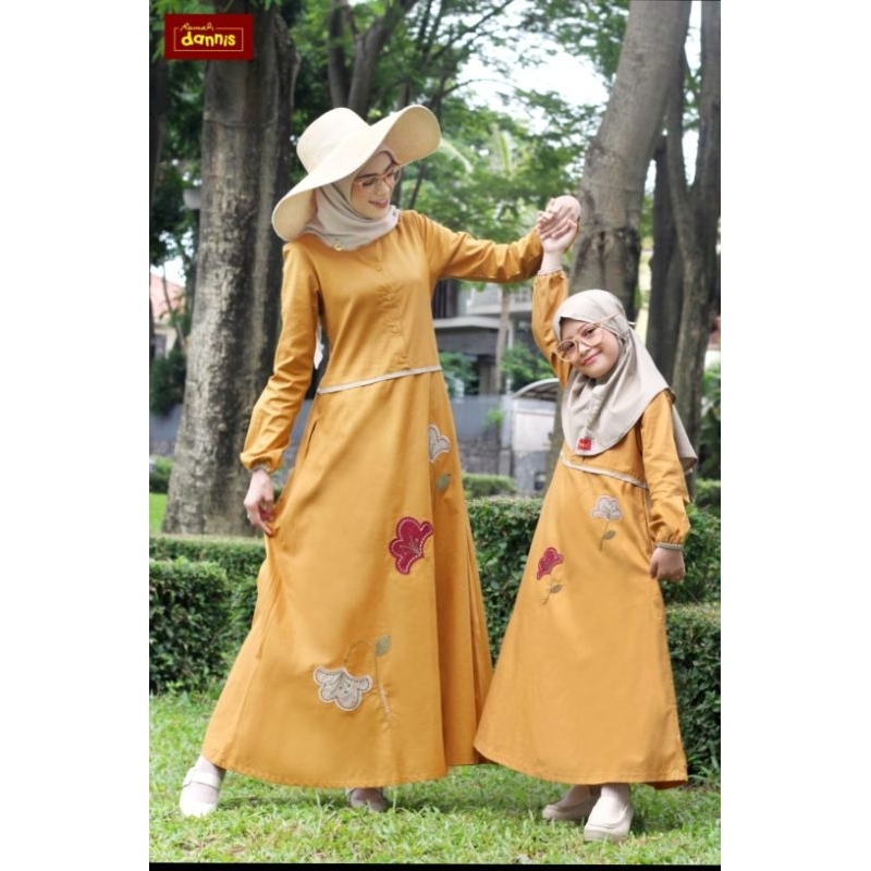 Abaya Dannis Terbaru A221001 Katun Gamis Bordir Dress Wanita Panjang 2023 Jubah JKPL1001 Anak Peremp