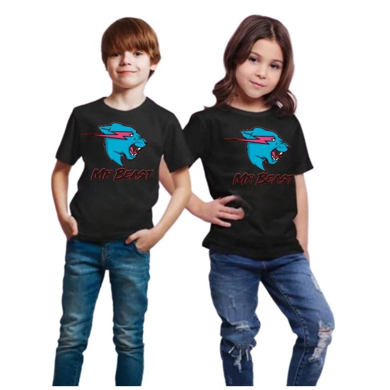 Baju Kaos Anak Cewek-Cowok MR BEAST Youtuber Viral NO1.Umur 1-12Tahun 8warna//Baju MR BEAST VIRAL