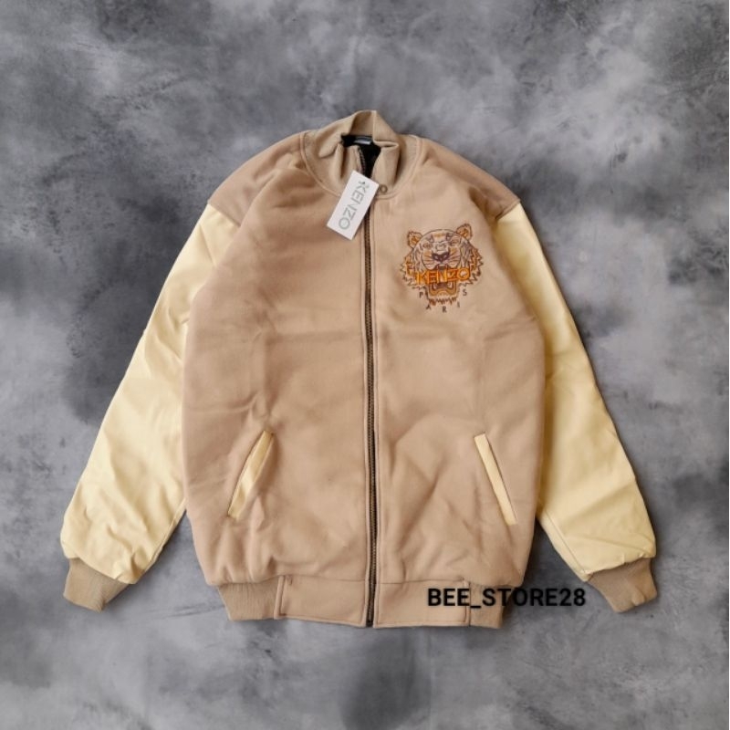 VARSITY JACKET K3NZO TIGER FULL BORDIR CREAM&amp;HITAM AUTHENTIC FULLTAG &amp; LEBEL