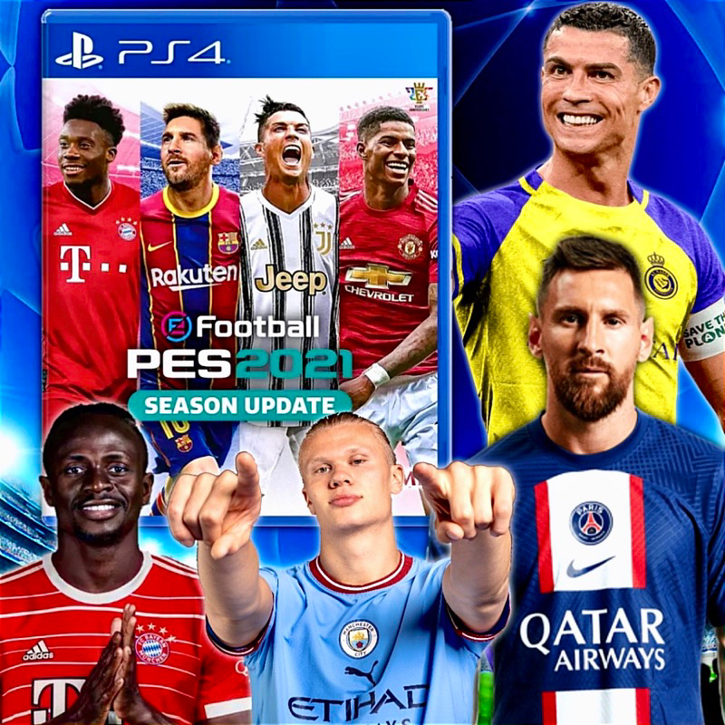 Pes 2021 PS4 Kaset Pro Evolution Soccer Efootball 2021 Bisa Update Terbaru Playstation PS 4 5 CD BD Game Games Pes2021 season update e football 2022 2023 ronaldo Mu messi psg haaland city mane ori asli original manchester united al nassr nasr patch