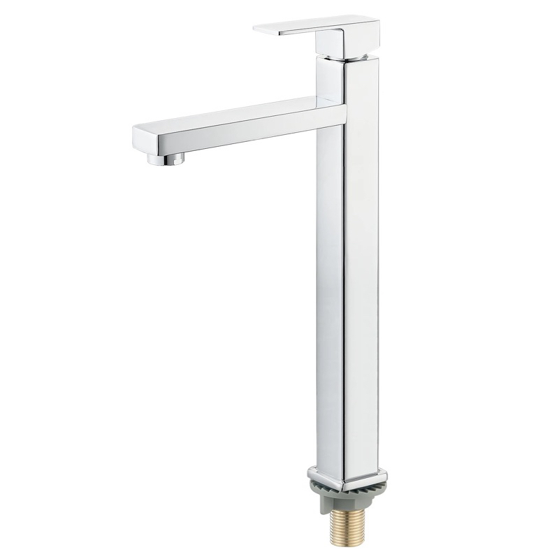 Kran air Wastafel Tinggi 30cm dingin Kuningan tebal 412A-Keran air washtafel mangkok mangkuk meja panjang tebal kotak brass basin faucet tall anti karat emas keran sink cuci tangan segiempat