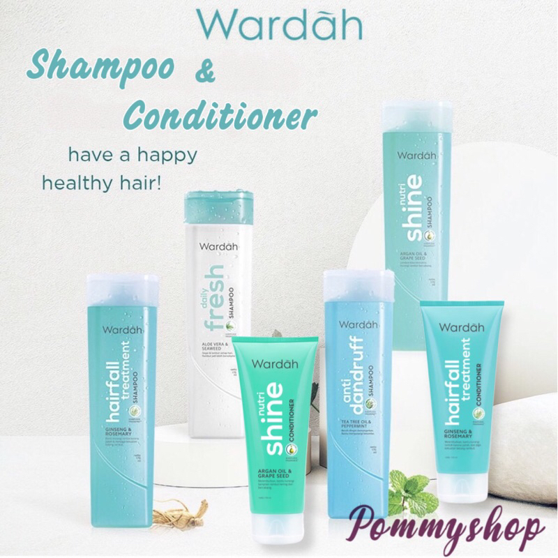 Wardah Shampoo &amp; Conditioner 170ml | Hairfall Treatment | Nutri Shine | Anti Dandruff | Daily Fresh