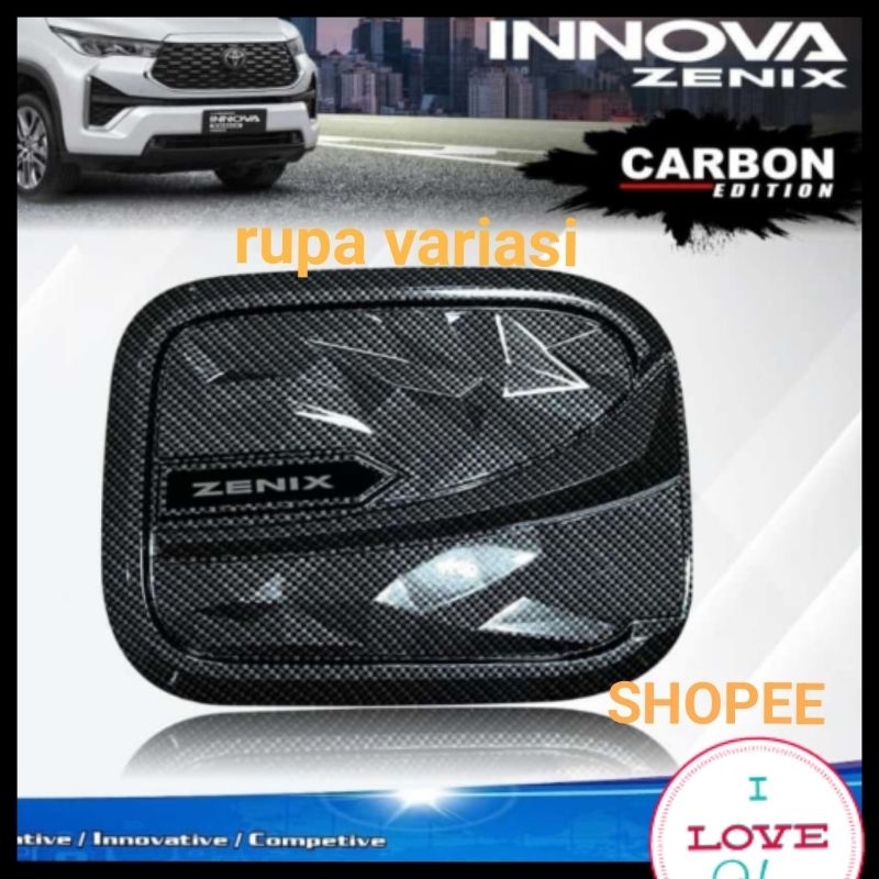 tanc cover tutup tangki bensin mobil toyota innova inova ZENIX hitam carbon