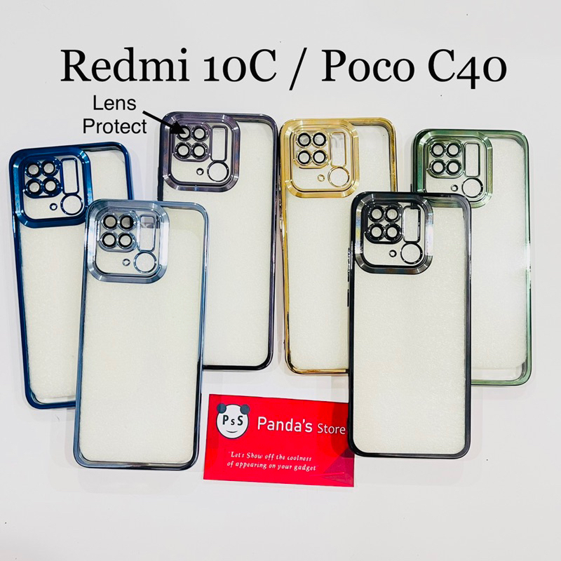 Softcase Redmi 10C / Poco C40 Lens Protector Circle Chrome Logo Clear Case