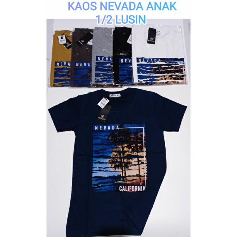 kaos branded Nevada kids/7-8/ paket hemat 6pcs/harga grosir/full tag matahari