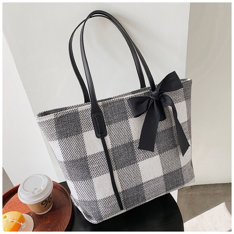 SG7704 syafniegalery tote bag import motif kotak besar