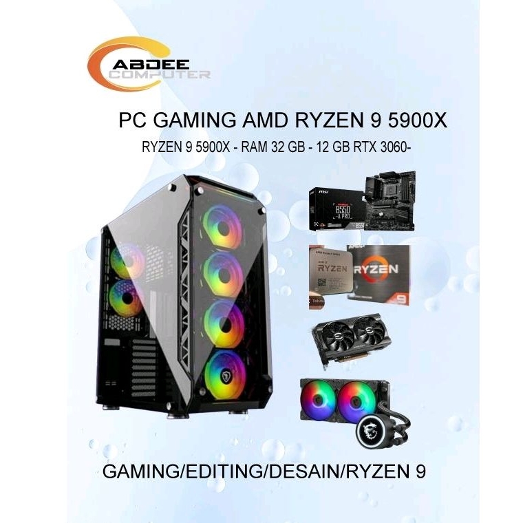 PC GAMING RYZEN 9 5900X RAM 32 GB NVME 256 GB VGA 12 GB RTX 3060