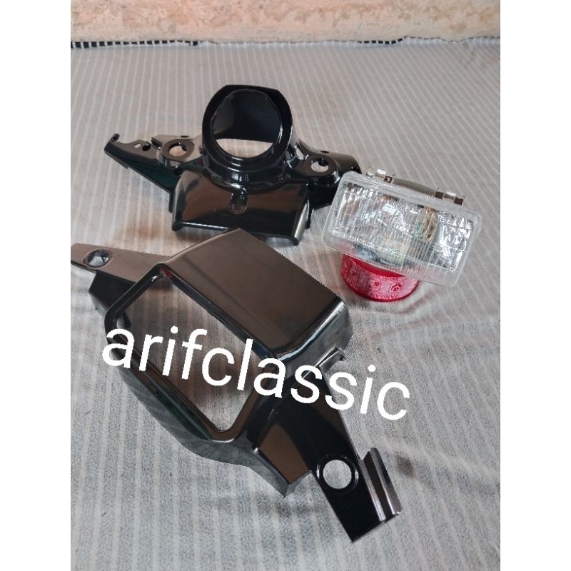 batok totok atas bawah set lampu depan yamaha ALFA hitam