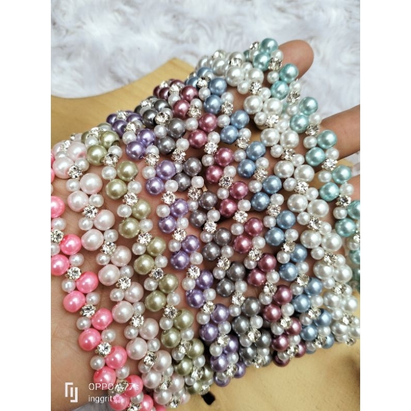 Payet Rangkai Kepang kecilMutiara/Payet Mutiara/Payet Kebaya panjang 20cm lebar 1cm