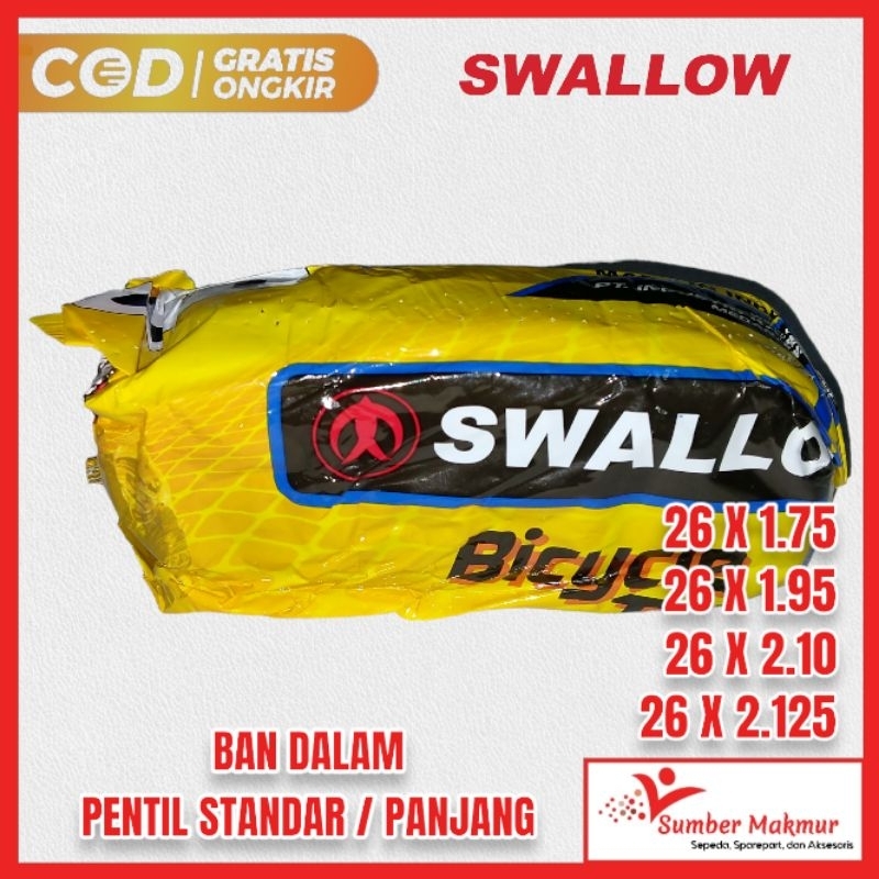 Ban Dalam Sepeda MTB Mini 26 X 1.75 / 1.95 / 2.10 / 2.125 Swallow Dop Panjang 48mm dan Pendek