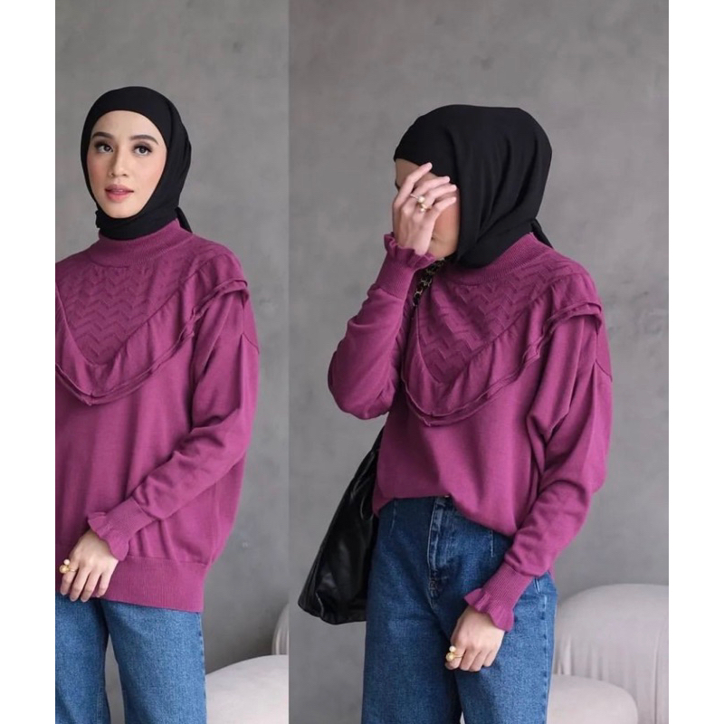 Ready Ruffle sweater gonegani magenta diora sweater gonegani