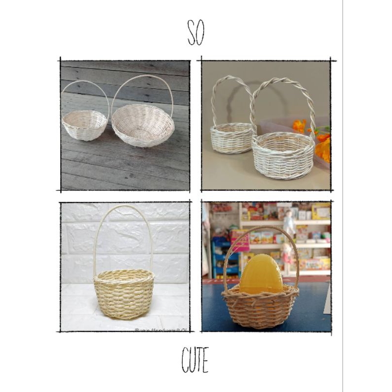 MINI RATTAN BASKET KERANJANG ROTAN BAMBU KECIL HIASAN PRAKARYA TELUR TELOR PASKAH