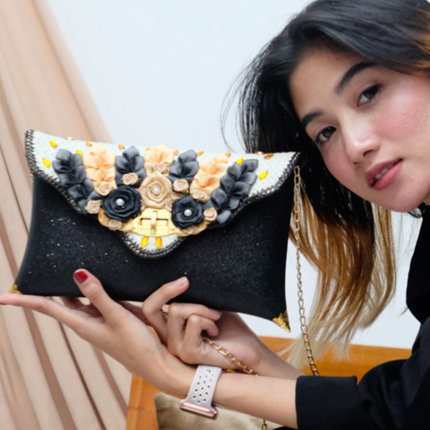 PSH Clutch Wanita Tas Pesta Anyman Kombinasi Gliter Kunci Tas Kondangan Cantik Wanita