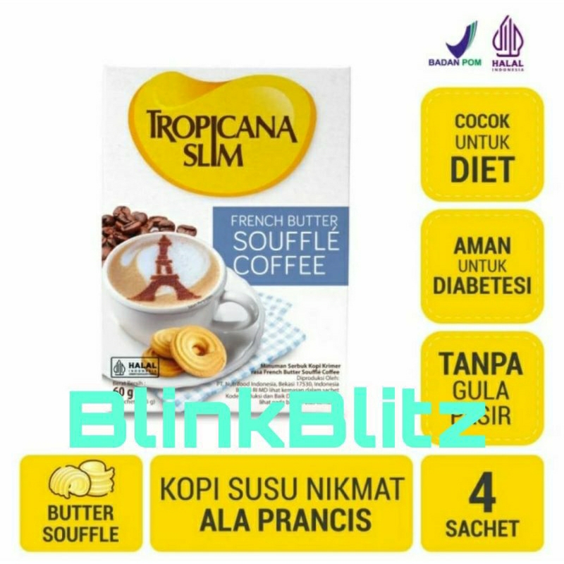 BOX Tropicana Slim French Butter Souffle Coffee Isi 4 Sachet Kopi Ala Perancis