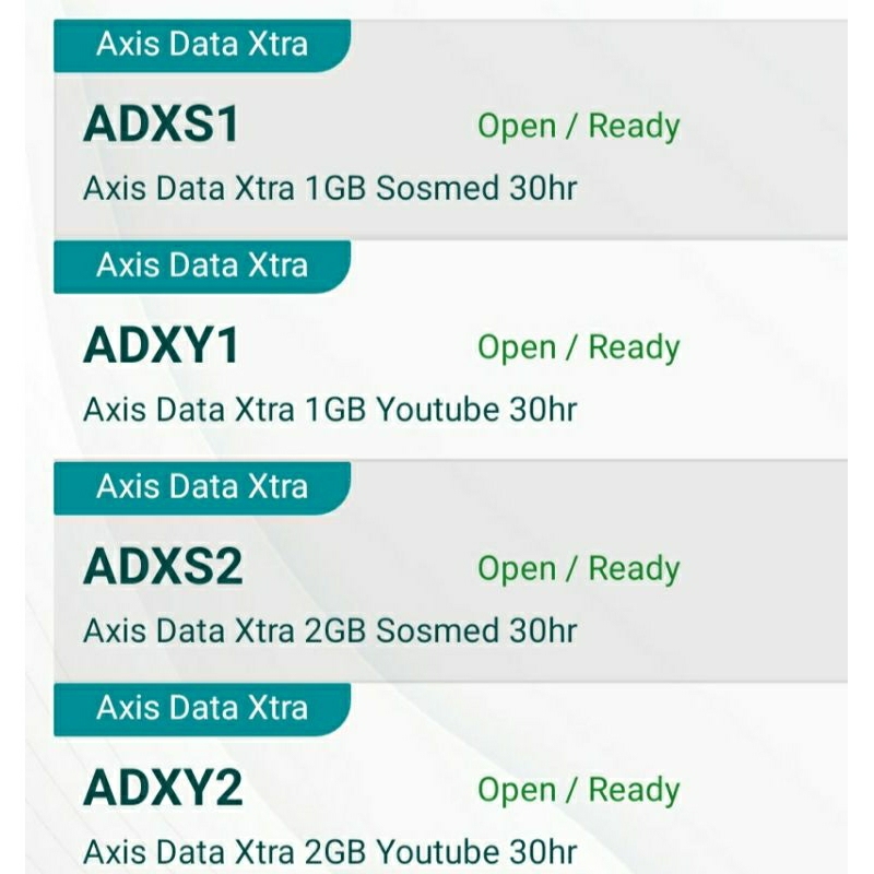 Paket internet Sosmed Axis 1gb