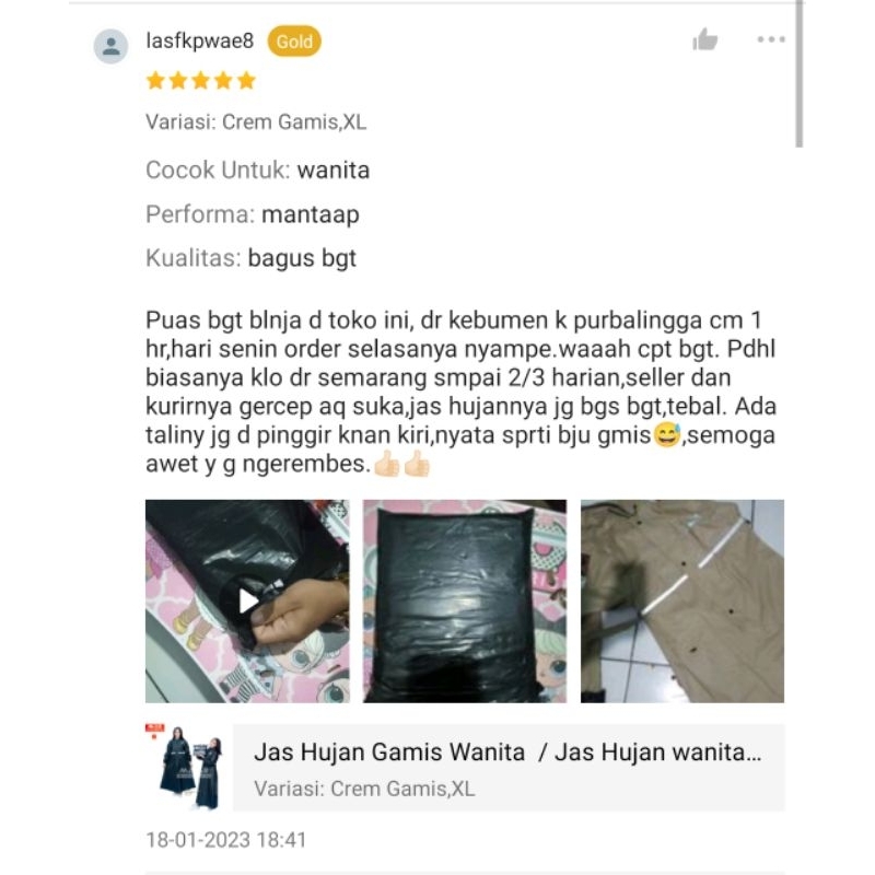 Jas Hujan Gamis Wanita  / Jas Hujan wanita / Jas Hujan Hijabers Anti Rembes