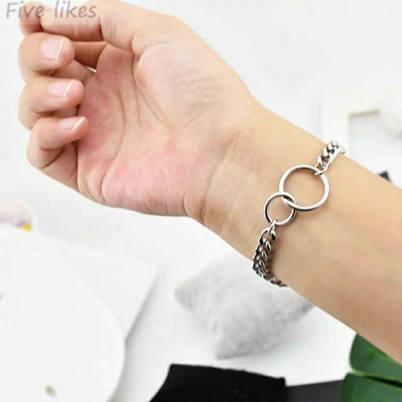 Gelang titanium rantai pria dan wanita anti karat terbaru