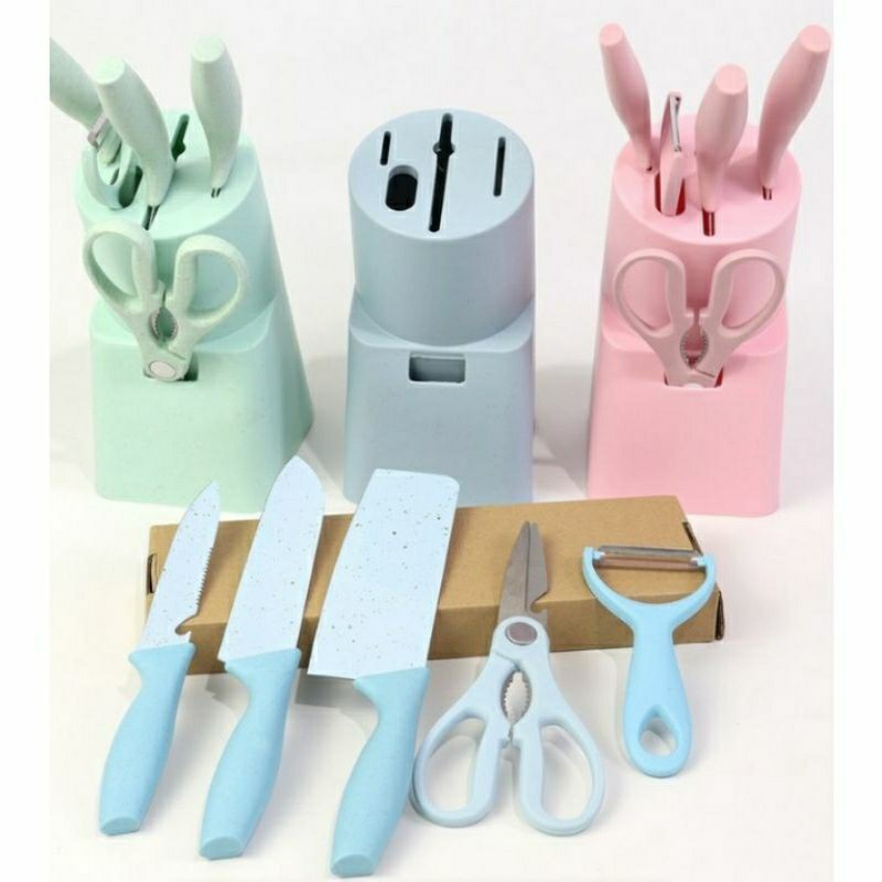 Pisau Set Marble 6 Pcs Lading Dapur Set Serbaguna