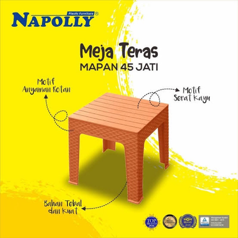 meja tamu rotan sintetis NAPOLLY mapan 75 45 46 / meja teras