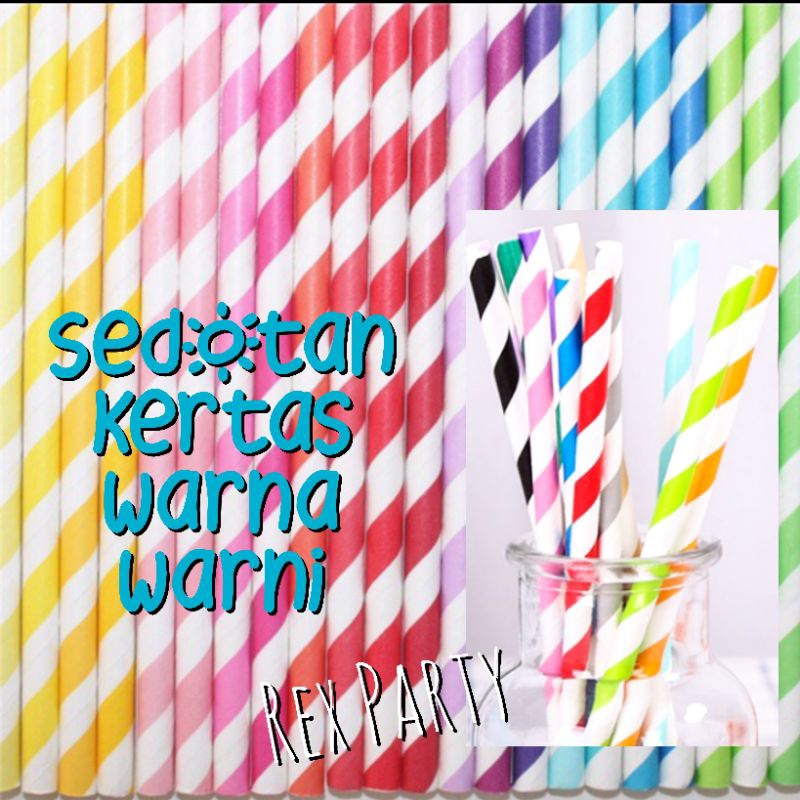 Sedotan Kertas Warna Warni / Sedotan Ultah / Sedotan Merah/Sedotan Hijau/Sedotan Gold/Sedotan Pink/S