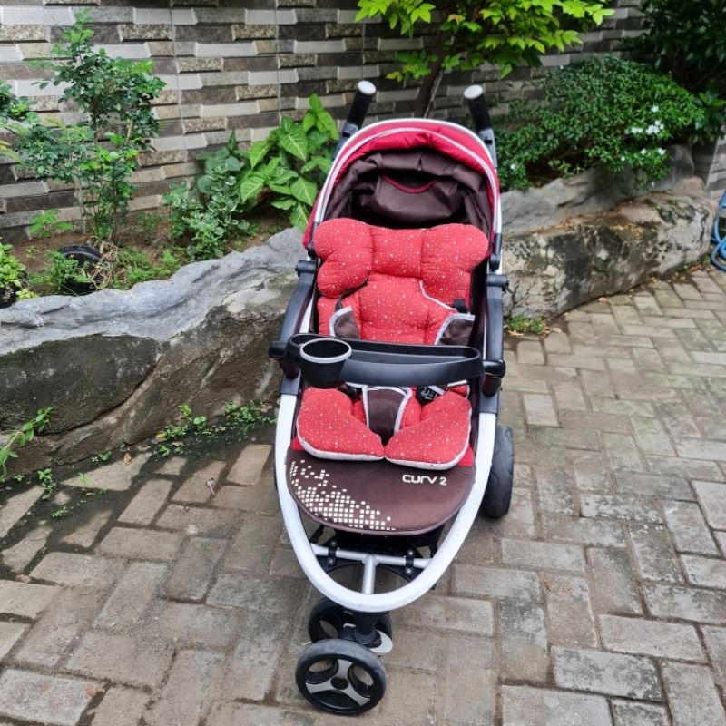 preloved stroller baby elle curv 2 warna merah