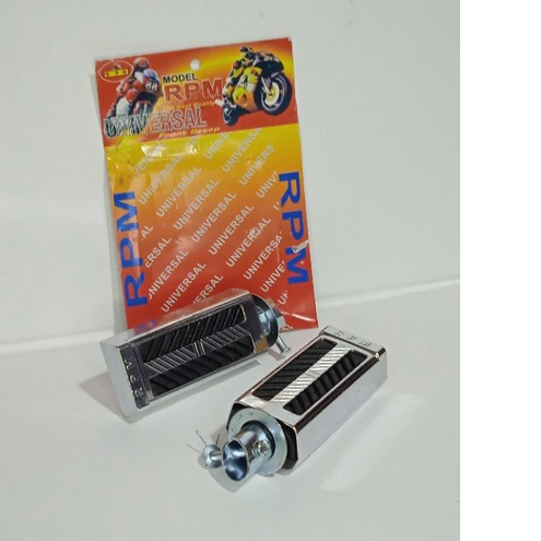 FOOTSTEP BARSTEP INJAKAN KAKI DEPAN DAN BELAKANG RPM BAHAN BESI CHROME + KARET UNIVERSAL HARGA SEPASANG SEMUA MOTOR BISA PAKAI