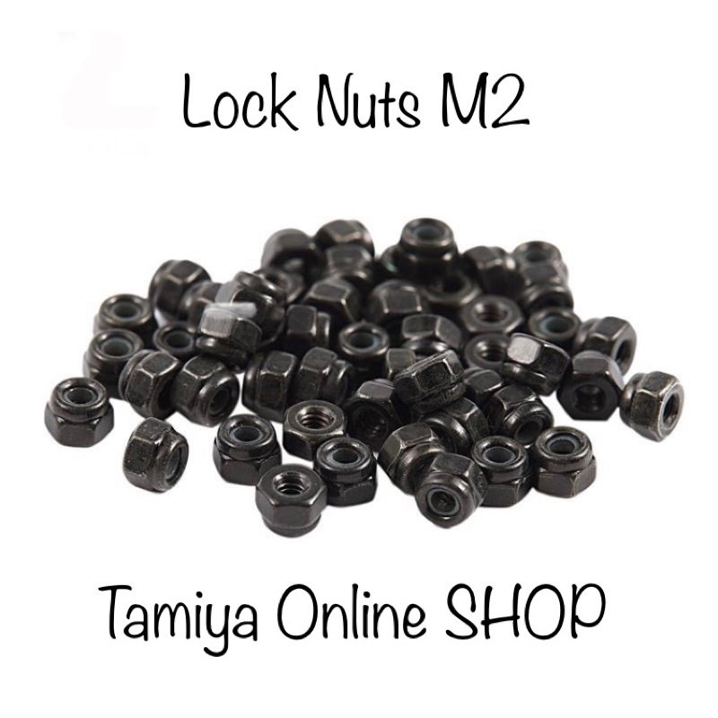 Rep. Tamiya Lock Nuts Black M2 Zinc Plated Self locking Nylon Locknuts Mur Tamiya