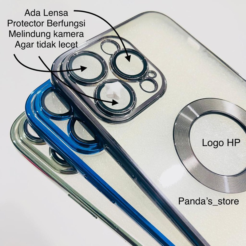 Softcase Vivo Y21, Y21s, Y21a, Y21T, Y33s, Y33T Lens Protector Circle Chrome Logo Clear Case