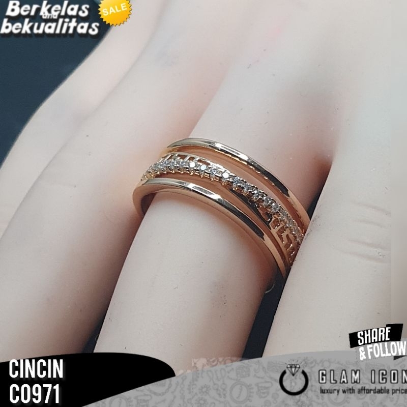 Cincin wanita motif mata baris silang simpel C0971