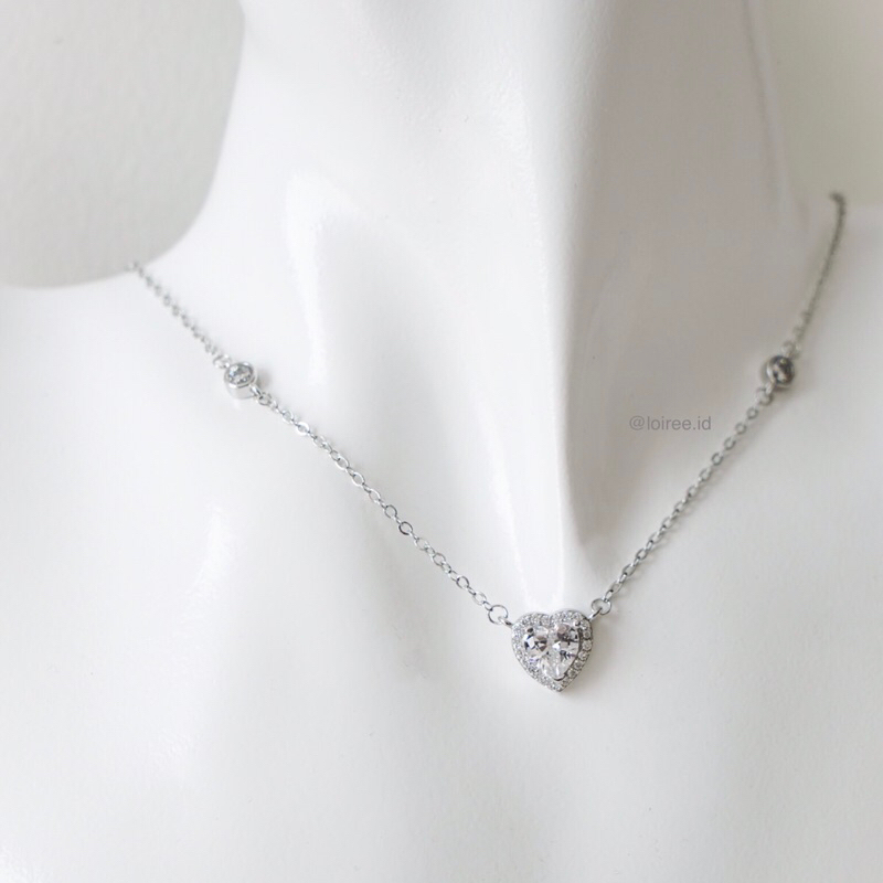 JULIET | Valentine Collection - Heart Shaped Zirconia Chain Necklace - Kalung Wanita