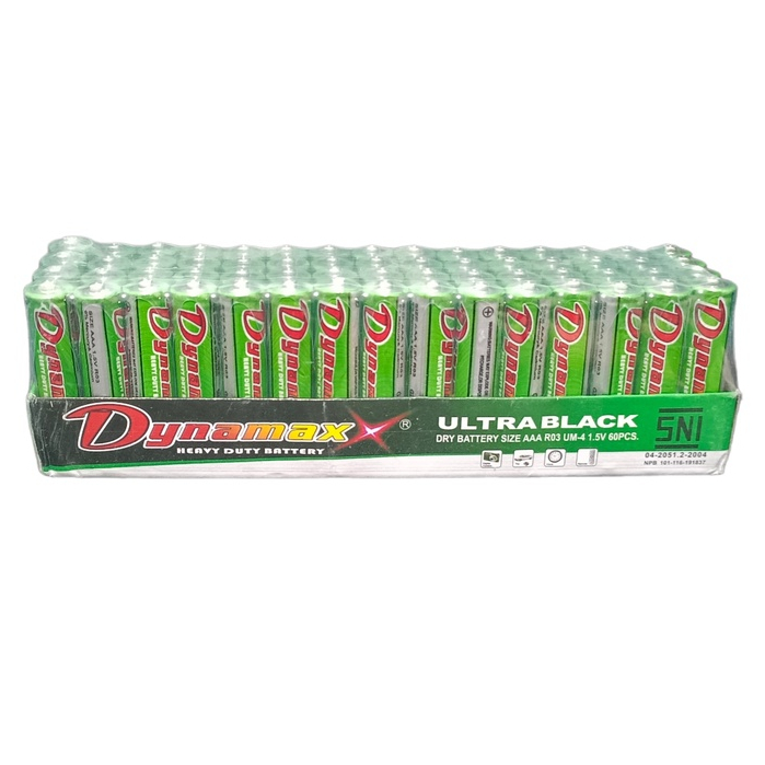 Paket 60 Pcs Baterai AAA Dynamax Ultra Black 1.5V