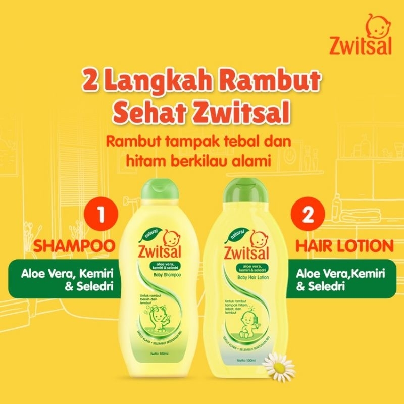 Zwitsal Natural Baby Hair Lotion / Shampoo Aloe Vera Kemiri Seledri 100mL