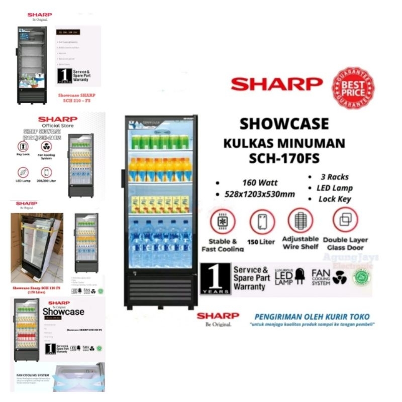 Showcase Cirebon Sharp SCH 170PS/FS  new (170liter black/white) utk Kota Cirebon