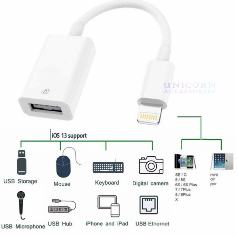 Converter Kabel OTG Ligting iphI PAD Adapter USB FEMALE to Camera - OTG